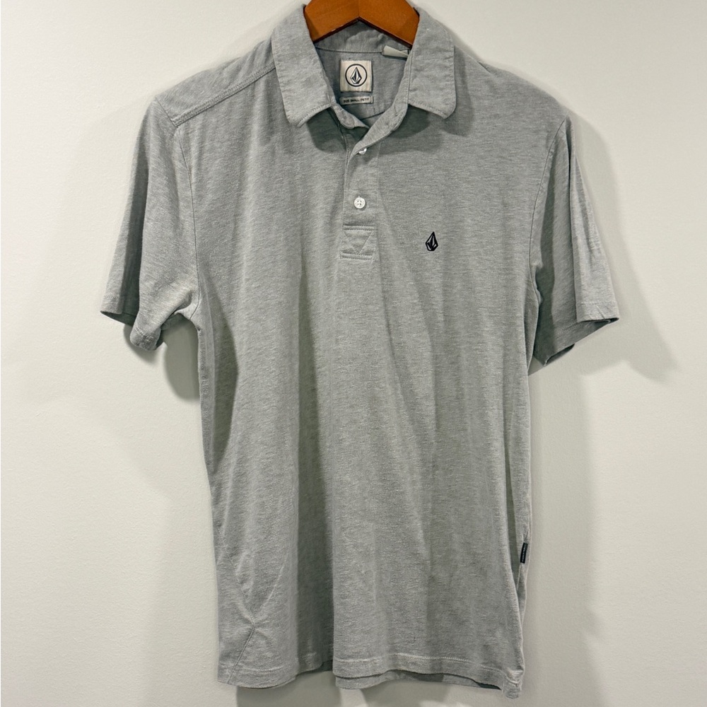 Volcom Men's Light Gray Polo with Embroidered Logo Size S